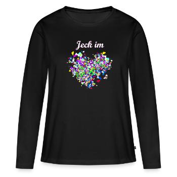 jeck dans le coeur, jeck, coeur, confettis, confettis coeur - T-shirt manches longues Premium bio Femme - noir - Devant - Julia (174cm)