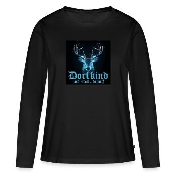 Cerf village enfant & fier de lui Mode costume traditionnel, village - T-shirt manches longues Premium bio Femme - noir - Devant - Julia (174cm)