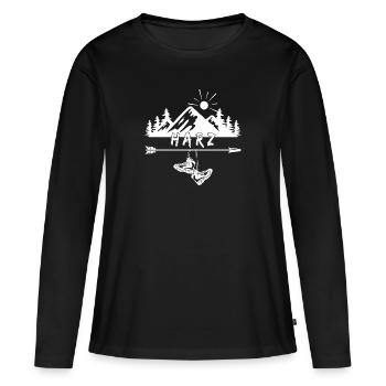 Harz - Frauen Premium Bio Langarmshirt - Schwarz - Vorne - Julia (174cm)