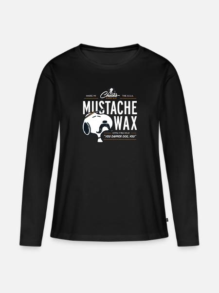 Peanuts Snoopy Mustache Wax Schnurrbart - Frauen Premium Bio Langarmshirt - Schwarz