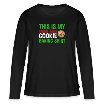 Baking Christmas Cookie Baking Cookies - Frauen Premium Bio Langarmshirt - Schwarz - Vorne - Julia (174cm)