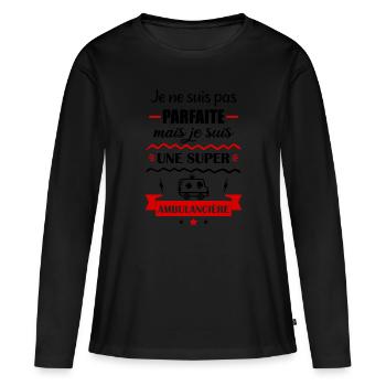 Pas parfaite ambulancière,ambulance,idée cadeau - T-shirt manches longues Premium bio Femme - noir - Devant - Julia (174cm)
