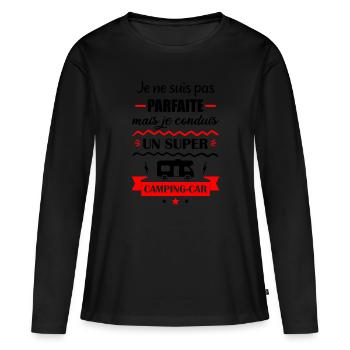 Pas parfaite camping car,camping-car - T-shirt manches longues Premium bio Femme - noir - Devant - Julia (174cm)