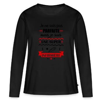Pas parfaite infirmière - T-shirt manches longues Premium bio Femme - noir - Devant - Julia (174cm)