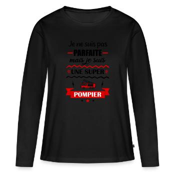 Pas parfaite pompier - T-shirt manches longues Premium bio Femme - noir - Devant - Julia (174cm)