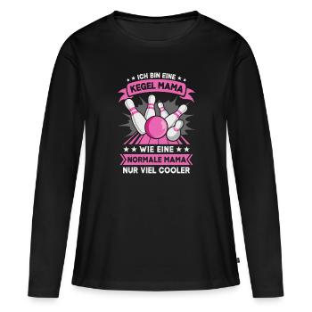 Kegeln Kegler Kegel Mama Kegelbahn Kegeltour - Frauen Premium Bio Langarmshirt - Schwarz - Vorne - Julia (174cm)