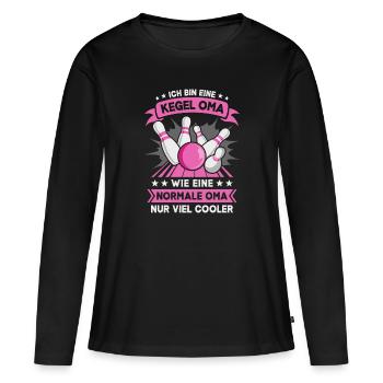 Kegeln Kegler Kegel Oma Kegelbahn Kegeltour - Frauen Premium Bio Langarmshirt - Schwarz - Vorne - Julia (174cm)