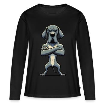 Dogue Allemand Propriétaire Fan de Dogue Allemand - T-shirt manches longues Premium bio Femme - noir - Devant - Julia (174cm)