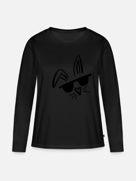 Cool bunny with sunglasses - Women's Premium Organic Long Sleeve Shirt - black