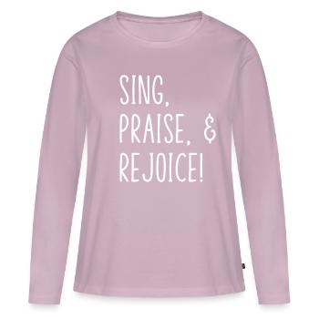 Chanter, louer et se réjouir! Chanteur d’église Soprano C - T-shirt manches longues Premium bio Femme - rose poudré - Devant - Julia (174cm)