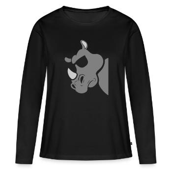 Nashorn - Frauen Premium Bio Langarmshirt - Schwarz - Vorne - Julia (174cm)