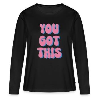 Vous avez ce graphique - T-shirt manches longues Premium bio Femme - noir - Devant - Julia (174cm)