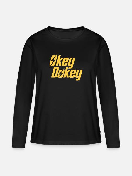Okey Dokey - Frauen Premium Bio Langarmshirt - Schwarz