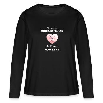 Meilleure maman je t'aime pour la vie - T-shirt manches longues Premium bio Femme - noir - Devant - Julia (174cm)