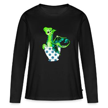 Dragon dans la coupe Créature mythique - T-shirt manches longues Premium bio Femme - noir - Devant - Julia (174cm)