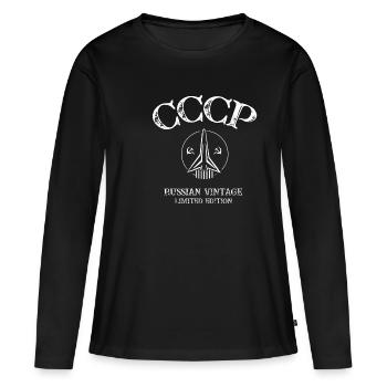 Rocket - RUSSIAN VINTAGE - Frauen Premium Bio Langarmshirt - Schwarz - Vorne - Julia (174cm)