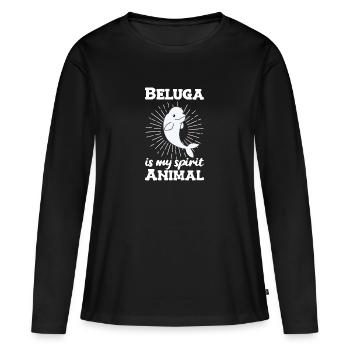 Béluga animaux mignons pour enfants bélugas - T-shirt manches longues Premium bio Femme - noir - Devant - Julia (174cm)