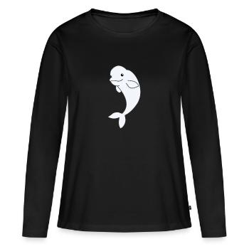 Béluga animaux mignons pour enfants bélugas - T-shirt manches longues Premium bio Femme - noir - Devant - Julia (174cm)