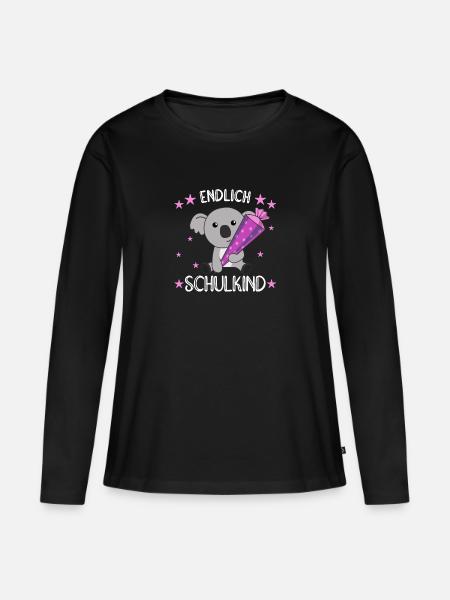 Endlich Schulkind Koala Schultüte Einschulung - Frauen Premium Bio Langarmshirt - Schwarz