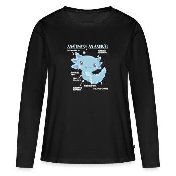 Axolotl Explication Anatomie d’un Axolotl - T-shirt manches longues Premium bio Femme - noir - Devant - Julia (174cm)