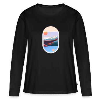 Airplane Window Voyage Paysage Nature - T-shirt manches longues Premium bio Femme - noir - Devant - Julia (174cm)