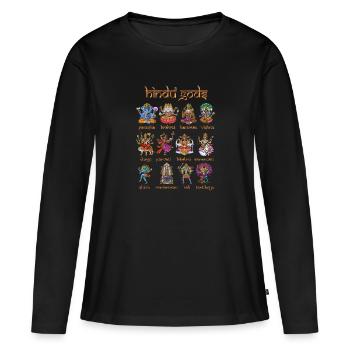 Dieux et déesses hindous - T-shirt manches longues Premium bio Femme - noir - Devant - Julia (174cm)