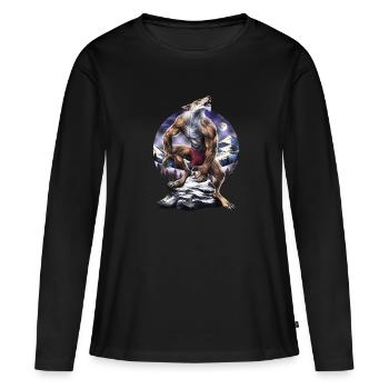 Werwolf Vollmond heult - Frauen Premium Bio Langarmshirt - Schwarz - Vorne - Julia (174cm)