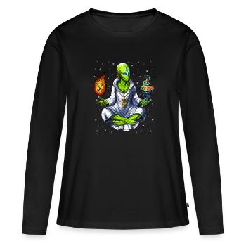 Conspiration des Illuminati extraterrestres - T-shirt manches longues Premium bio Femme - noir - Devant - Julia (174cm)