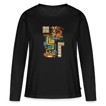 Serpent de vision maya - T-shirt manches longues Premium bio Femme - noir - Devant - Julia (174cm)