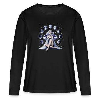 Déesse de la Lune - T-shirt manches longues Premium bio Femme - noir - Devant - Julia (174cm)