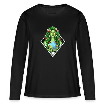 Gaia Mutter Erde Göttin - Frauen Premium Bio Langarmshirt - Schwarz - Vorne - Julia (174cm)