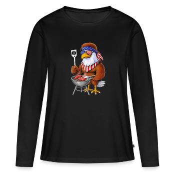 American Bald Eagle Barbecue - T-shirt manches longues Premium bio Femme - noir - Devant - Julia (174cm)
