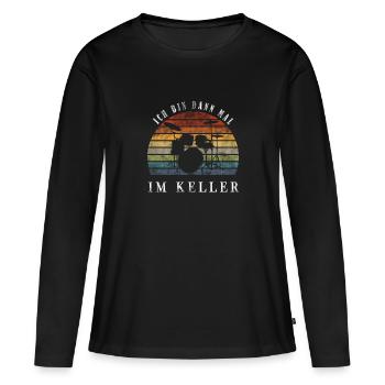 Ich bin dann mal im Keller Schlagzeug - Frauen Premium Bio Langarmshirt - Schwarz - Vorne - Julia (174cm)