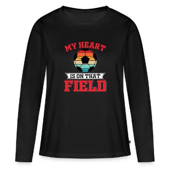 Mein Herz ist auf diesem Feld - Frauen Premium Bio Langarmshirt - Schwarz - Vorne - Julia (174cm)
