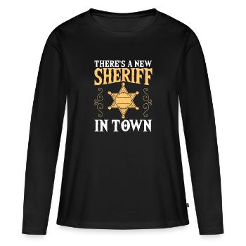Il y a un nouveau shérif en ville Shérif adjoint - T-shirt manches longues Premium bio Femme - noir - Devant - Julia (174cm)