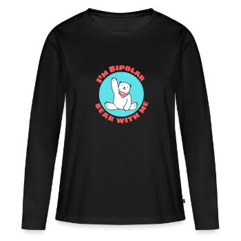 Je suis un ours bipolaire avec moi | Jeu de mots mignon avec l’ours polaire - T-shirt manches longues Premium bio Femme - noir - Devant - Julia (174cm)