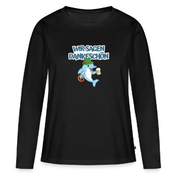 Wir sagen Dankeschön Oktober - Frauen Premium Bio Langarmshirt - Schwarz - Vorne - Julia (174cm)