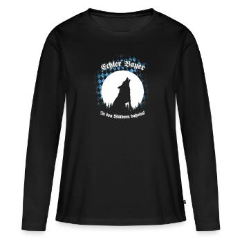 Echter Bayer - In den Wäldern daheim - Frauen Premium Bio Langarmshirt - Schwarz - Vorne - Julia (174cm)