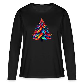 Colorful Origami Christmas Tree - Women's Premium Organic Long Sleeve Shirt - black - Front - Julia (174cm)