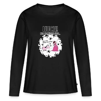 Nur Verrückte hier - Frauen Premium Bio Langarmshirt - Schwarz - Vorne - Julia (174cm)
