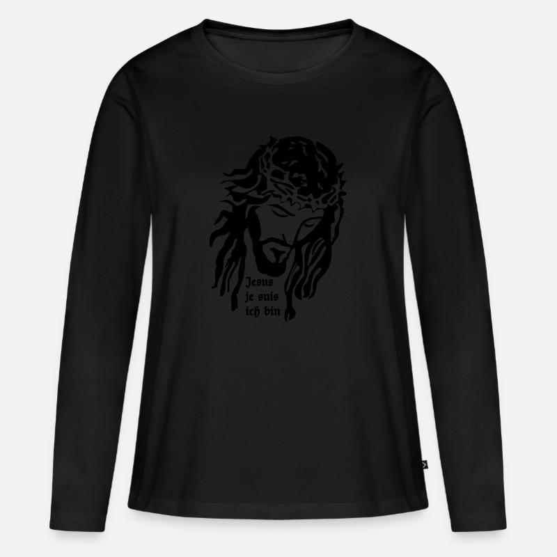 Jesus - Frauen Premium Bio Langarmshirt - Schwarz