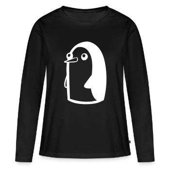 Caricature de pingouin - T-shirt manches longues Premium bio Femme - noir - Devant - Julia (174cm)