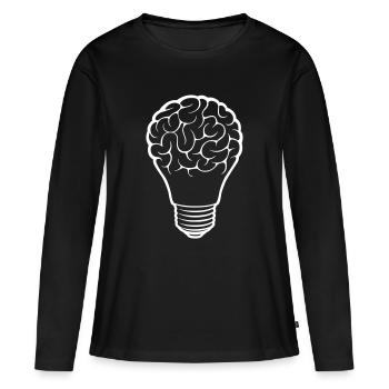 Ampoule ampoule ampoule lumière cerveau - T-shirt manches longues Premium bio Femme - noir - Devant - Julia (174cm)