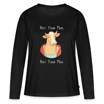 Pas ta mère, pas ton lait - T-shirt manches longues Premium bio Femme - noir - Devant - Julia (174cm)