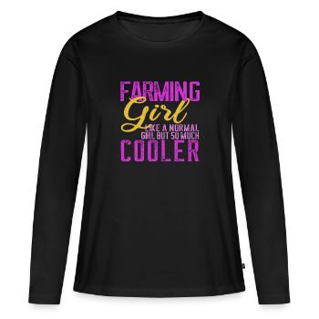 Bauernhof Bauernmädchen Bäuerin Landwirtin - Frauen Premium Bio Langarmshirt - Schwarz - Vorne - Julia (174cm)