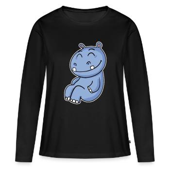 Hippopotame Hippopotame - T-shirt manches longues Premium bio Femme - noir - Devant - Julia (174cm)
