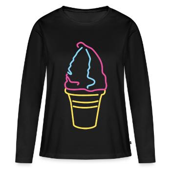 Buntes Softeis - Frauen Premium Bio Langarmshirt - Schwarz - Vorne - Julia (174cm)