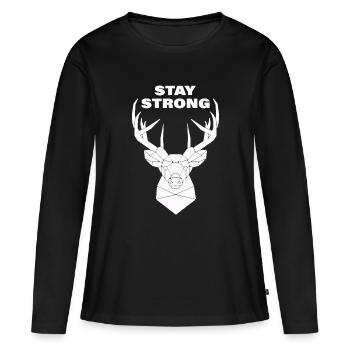 STAY STRONG - Frauen Premium Bio Langarmshirt - Schwarz - Vorne - Julia (174cm)
