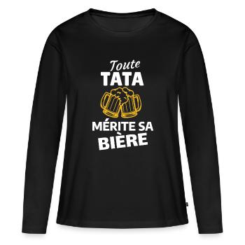 Humorous Quote About Beer - Women's Premium Organic Long Sleeve Shirt - black - Front - Julia (174cm)