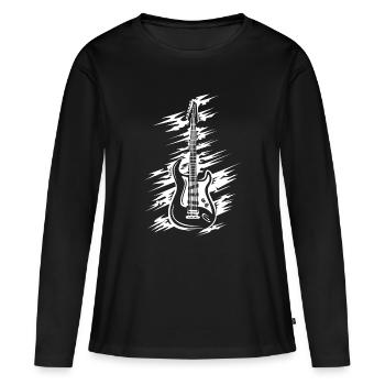 Guitare électrique avec effet scratch - Musiciens et groupes - T-shirt manches longues Premium bio Femme - noir - Devant - Julia (174cm)